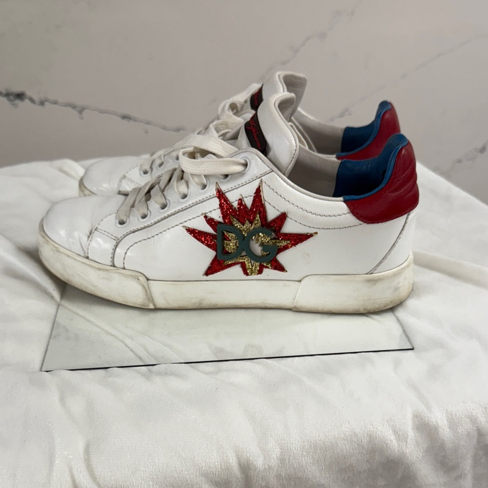 Dolce & Gabbana White and Red Sneakers